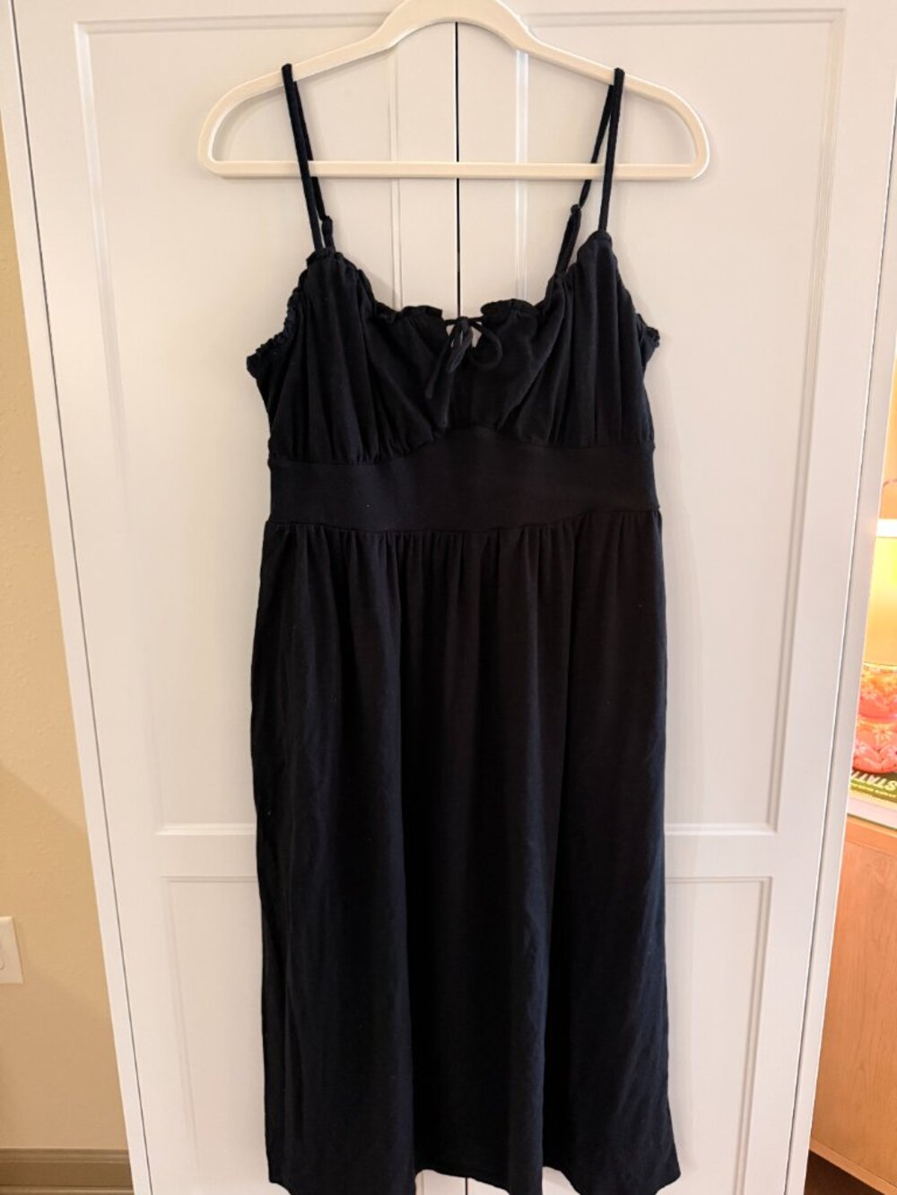 Old Navy Black Midi Dress, Milkmaid style, Size L